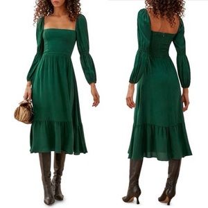 Reformation Mica Emerald Green Midi Dress